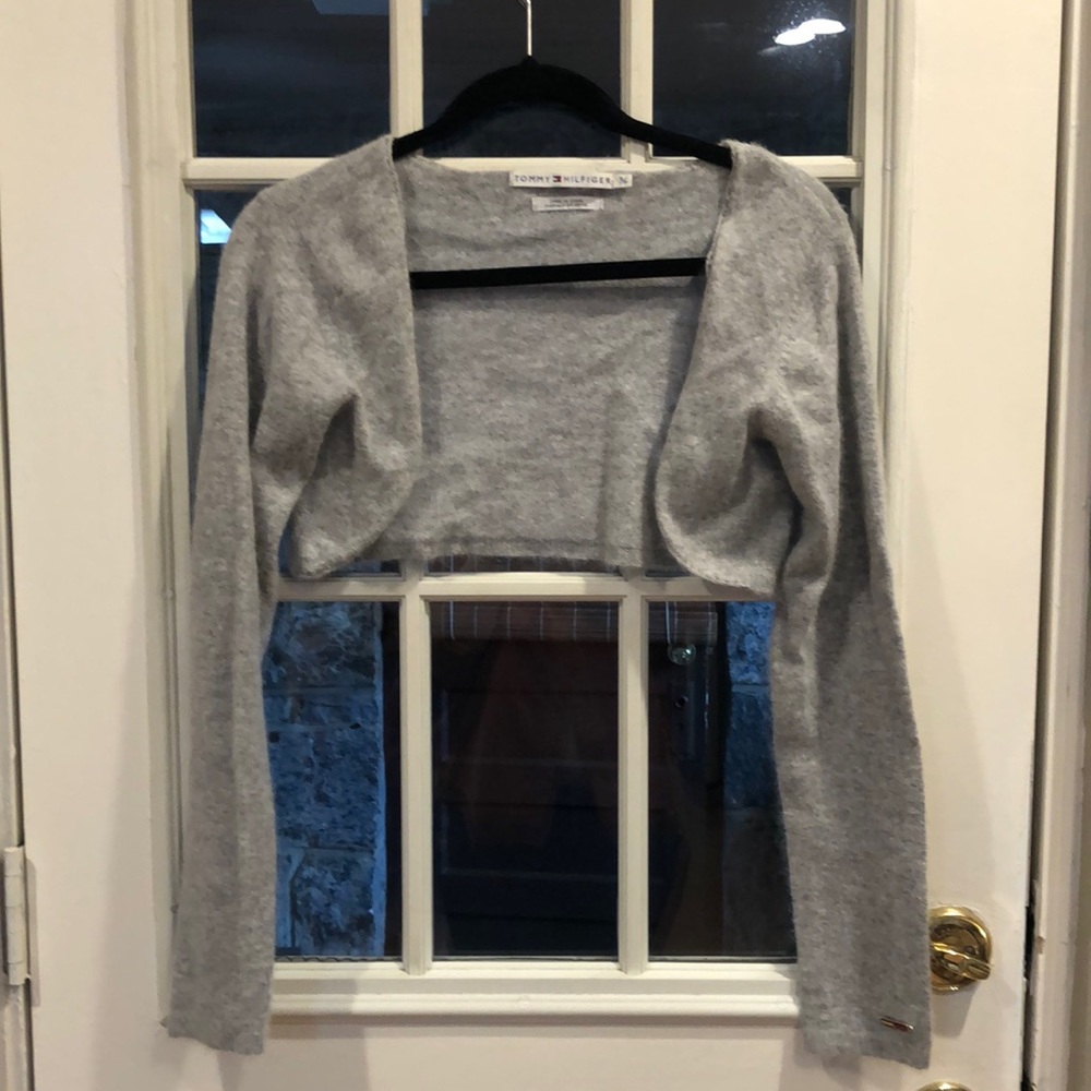 Tommy Hilfiger Y2K grey wool angora shrug - grey Small NWT